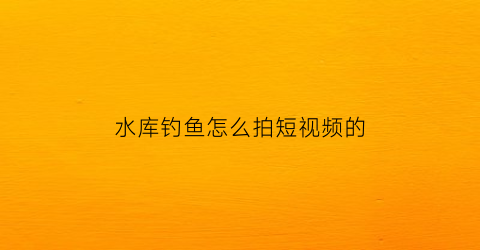 水库钓鱼怎么拍短视频的(夏季水库钓鱼视频大全高清)