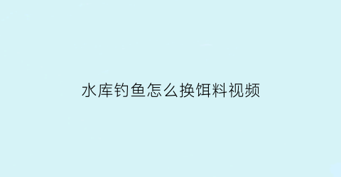 水库钓鱼怎么换饵料视频