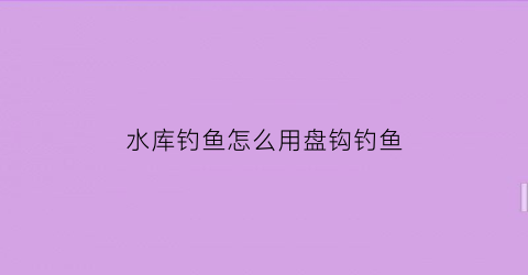 “水库钓鱼怎么用盘钩钓鱼(盘钩巧钓)