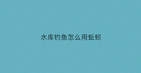 水库钓鱼怎么用蚯蚓(水库钓鱼怎么用蚯蚓钓)