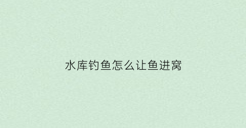 水库钓鱼怎么让鱼进窝(怎样在水库钓鱼)