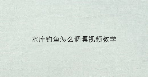 水库钓鱼怎么调漂视频教学