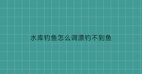 水库钓鱼怎么调漂钓不到鱼(水库野钓如何调漂)