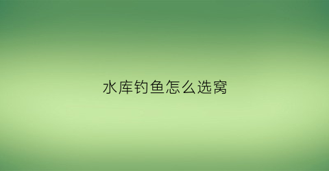 水库钓鱼怎么选窝(水库钓鱼怎样选钓位)