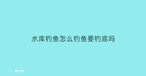 “水库钓鱼怎么钓鱼要钓底吗(水库钓鱼要什么鱼饵)