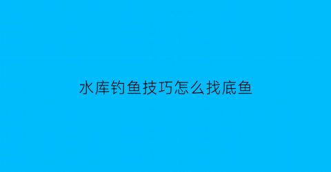 水库钓鱼技巧怎么找底鱼(水库找不到底怎么钓)