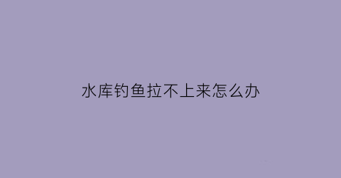 “水库钓鱼拉不上来怎么办(水库钓鱼拉不上来怎么办呀)