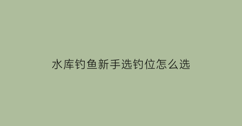 水库钓鱼新手选钓位怎么选(水库钓鱼怎么选位置)