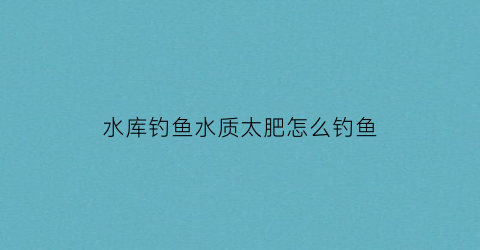 “水库钓鱼水质太肥怎么钓鱼(水库肥水了鱼怎么钓)