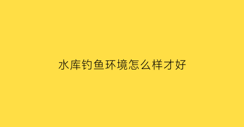 水库钓鱼环境怎么样才好