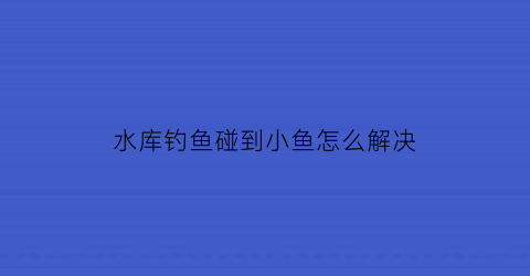 “水库钓鱼碰到小鱼怎么解决(水库钓鱼闹小鱼怎么办)