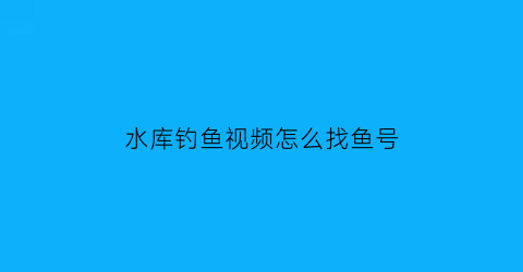 水库钓鱼视频怎么找鱼号