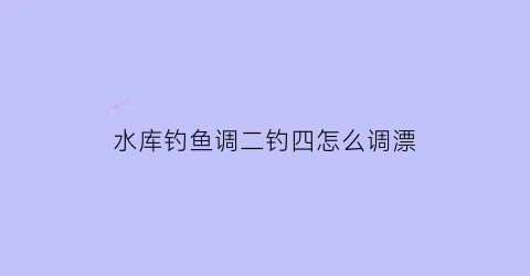 水库钓鱼调二钓四怎么调漂(水库钓鱼调二钓四怎么调漂的)