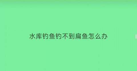 水库钓鱼钓不到扁鱼怎么办(水库钓鱼钓不到底怎么办)