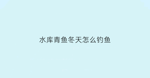 水库青鱼冬天怎么钓鱼(冬天水库钓青鱼打重窝的方法)