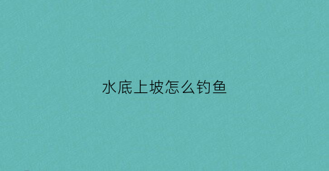水底上坡怎么钓鱼(水底有坡度怎么调漂)