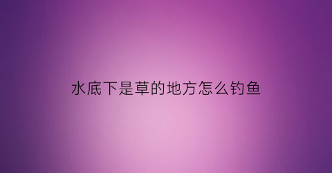 水底下是草的地方怎么钓鱼(水底下是草的地方怎么钓鱼视频)