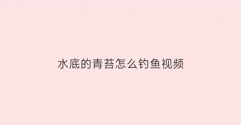 水底的青苔怎么钓鱼视频