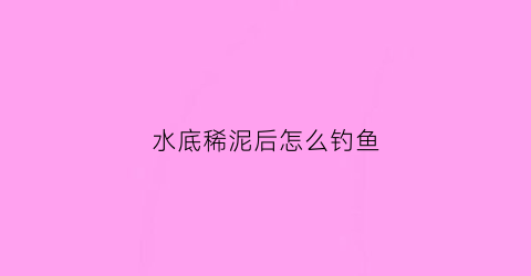 水底稀泥后怎么钓鱼(水底有泥怎么调漂)