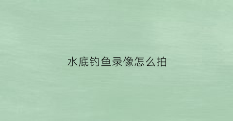 水底钓鱼录像怎么拍(水下高清钓鱼)