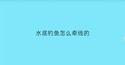 “水底钓鱼怎么牵线的(水底钓鱼怎么牵线的视频)