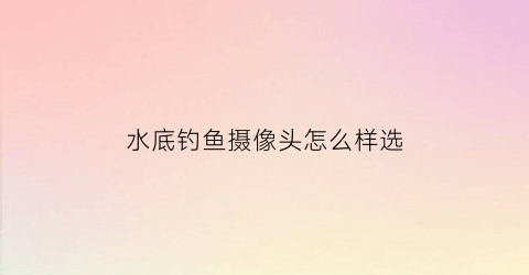 水底钓鱼摄像头怎么样选(水底钓鱼摄像头怎么样选好)