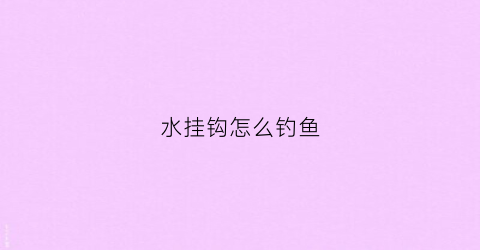 水挂钩怎么钓鱼(水挂钩怎么钓鱼最好)
