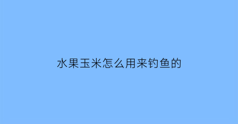 水果玉米怎么用来钓鱼的(水果玉米钓什么鱼)