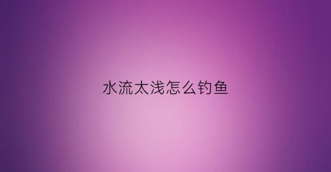 水流太浅怎么钓鱼(水太浅怎么钓鲫鱼)