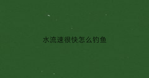水流速很快怎么钓鱼(水流太快怎么调漂)