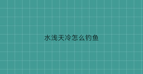 水浅天冷怎么钓鱼(水浅天冷怎么钓鱼好)