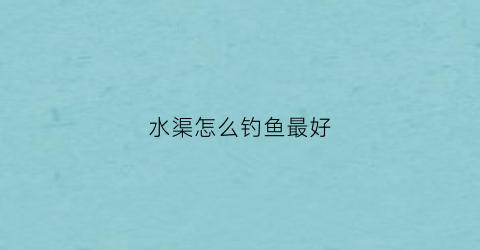 水渠怎么钓鱼最好(水渠如何施工)