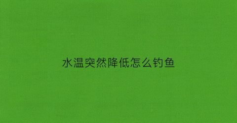 水温突然降低怎么钓鱼(水温突然降低一会又好了)