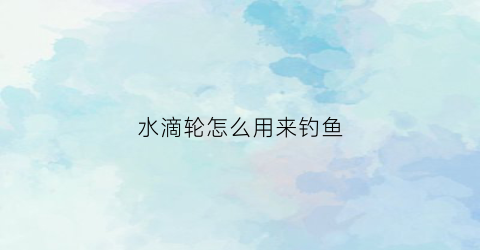水滴轮怎么用来钓鱼(水滴轮怎么用来钓鱼的)