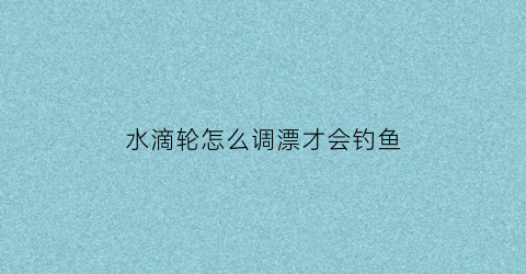 水滴轮怎么调漂才会钓鱼