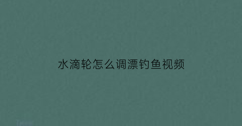 “水滴轮怎么调漂钓鱼视频(水滴轮应该怎么调合适)