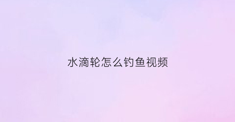 水滴轮怎么钓鱼视频(水滴轮怎么上钓)