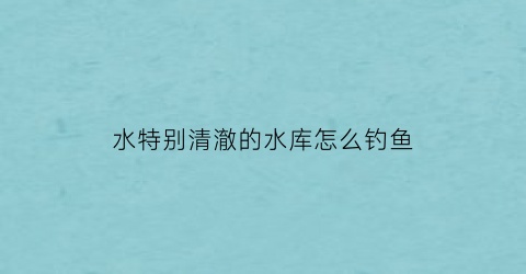 “水特别清澈的水库怎么钓鱼(水特别清澈的水库怎么钓鱼呢)