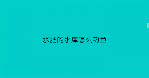 水肥的水库怎么钓鱼