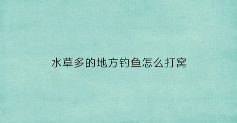水草多的地方钓鱼怎么打窝(水草多的地方钓鱼怎么打窝呢)