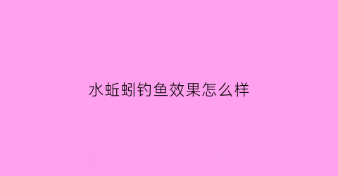 水蚯蚓钓鱼效果怎么样(水蚯蚓钓鱼效果怎么样视频)