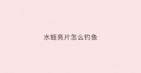 水蛭亮片怎么钓鱼(水蛭亮片钓翘嘴操作)