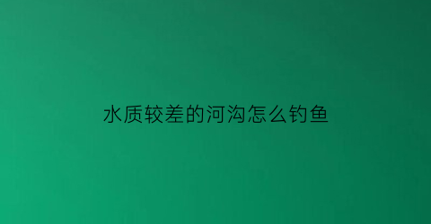 “水质较差的河沟怎么钓鱼(水质较差的河沟怎么钓鱼呢)