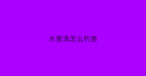 水里浅怎么钓鱼(水里浅怎么钓鱼效果好)
