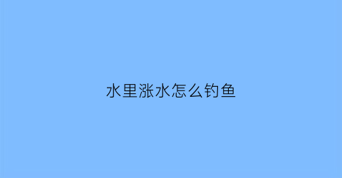 水里涨水怎么钓鱼(涨水了鱼怎么钓)