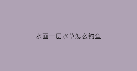 水面一层水草怎么钓鱼(水面水草太多怎么处理)