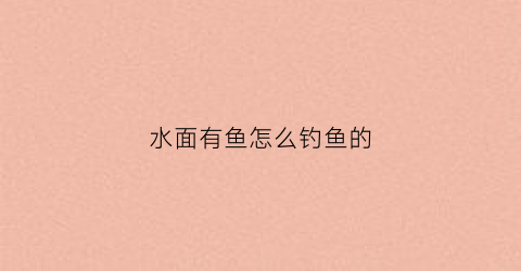 水面有鱼怎么钓鱼的(水面有鱼怎么钓鱼的视频)