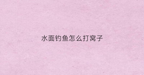 水面钓鱼怎么打窝子(大水面钓鱼怎么打窝)
