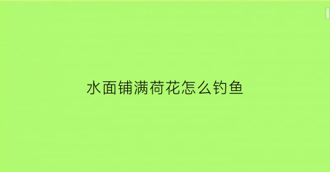 水面铺满荷花怎么钓鱼(水面上开满了什么样的荷花)
