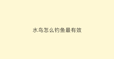 水鸟怎么钓鱼最有效(水鸟怎么玩)